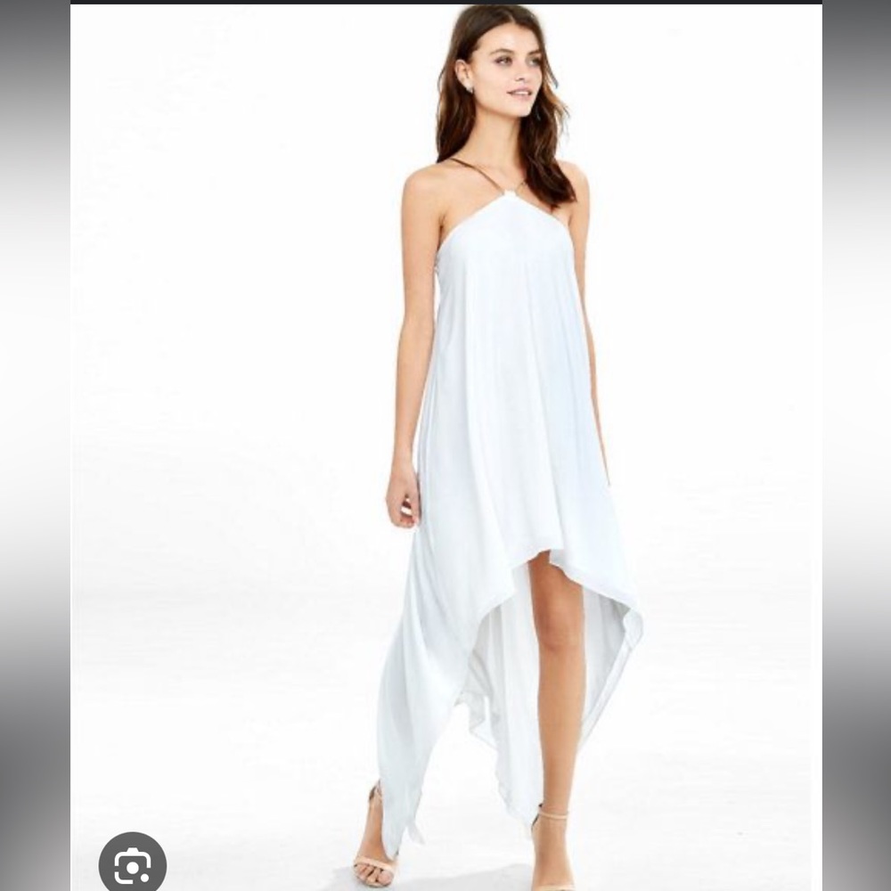 NWT EXPRESS High-Low White Dress with Gold Chain Straps Size Large